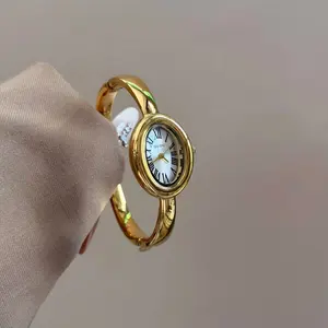 Women's Oval Quartz Watch, Geometric Design, Water-Resistant, Elegant Bracelet Style, Fashionable Commuter Accessory