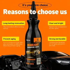 NUAN Car Headlight Restoration Kit 120g Repair Liquid Headlight Cleaner Polish for Oxidation Yellowing Foggy Hazy Cloudy Lenses Scratch Repair Clear Finish