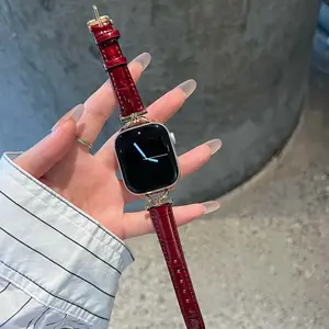 Elegant Crocodile Pattern Watch Band Replacement, Adjustable Buckle, Suitable for Apple Watch S10/s9/s8/s7/s6/s5/s4/s3