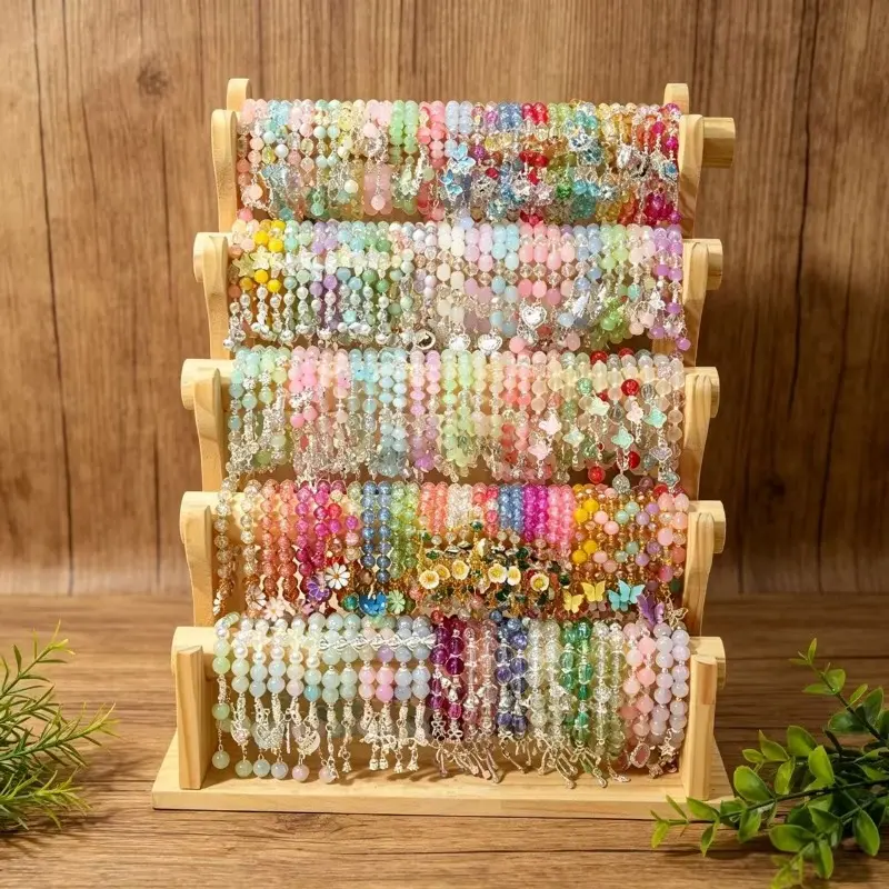 Boho Style Bracelet Set, 17 Pcs Mixed Multi-Color Glass Beads with Star, Flower & Butterfly Multi-Pendant Charms, Casual Holiday Gifts, Elastic Bangle, Star, Flower, Butterfly Tassel Pendants, Daily Wear, Bracelets, Jewelry Stack, Diy Jewelry, Wrist Stack