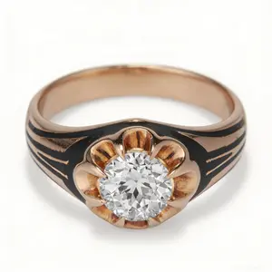 Vintage Victorian-style enamel wide-faced ring, featuring a classic diamond-cut corner seal design, inlaid with antique rose-cut synthetic zirconia, shiny and luxurious. It is an unisex jewelry accessory, a vintage gentleman-style ring.