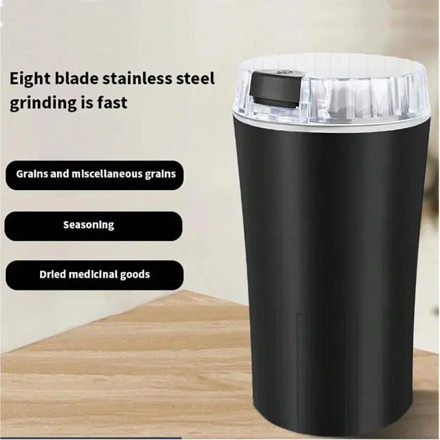 300W Plug-in Compact Home Mill with Stainless Blades - 110V Coffee Equipment, Black Pepper Grinder for Grinding Spices, Nuts, Dried Herbs, Garlic, Ideal for Home Kitchen Use, See It Grind