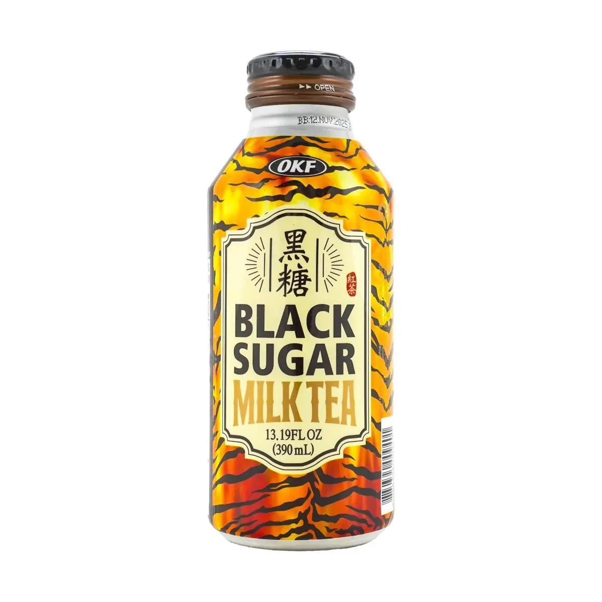 OKF Korean Brown Sugar Milk Tea Drink 390ml - Authentic Boba Flavor, Ready-to-Drink Bubble Tea Beverage