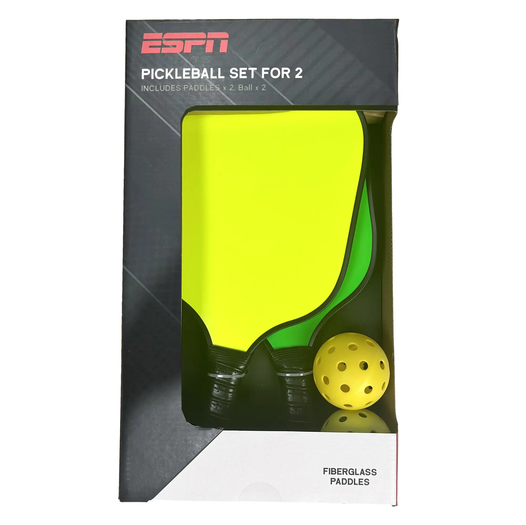 ESPN Neon Pickleball Set for 2 Includes 2 Neon Paddles 2 Balls Fiberglass Paddles Perfect for Outdoor Play Brighten Your Game