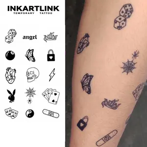 INKARTLINK Tattoo Tech, 2 Sheets Semi-Permanent Temporary Tattoos, Small Picture Design, Adult Art Design,Lasts 1-2 Weeks, Waterproof, Realistic Look, No Adhesive, No Reflection,For Man And Woman,Ideal for Swimming, Party