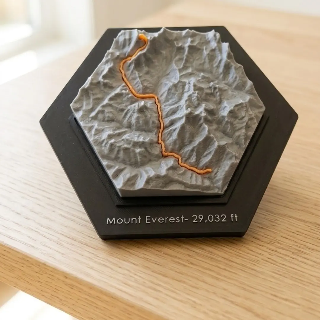 Mount Everest 3D Terrain Model – Topographic Hiking Gift