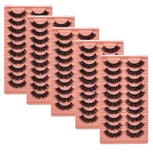 30Pairs/50Pairs Messy Fluffy Russian Curling Strip Lashes Thick Slender Eye End Lengthening False Lashes Reusable for All Occasions Makeup