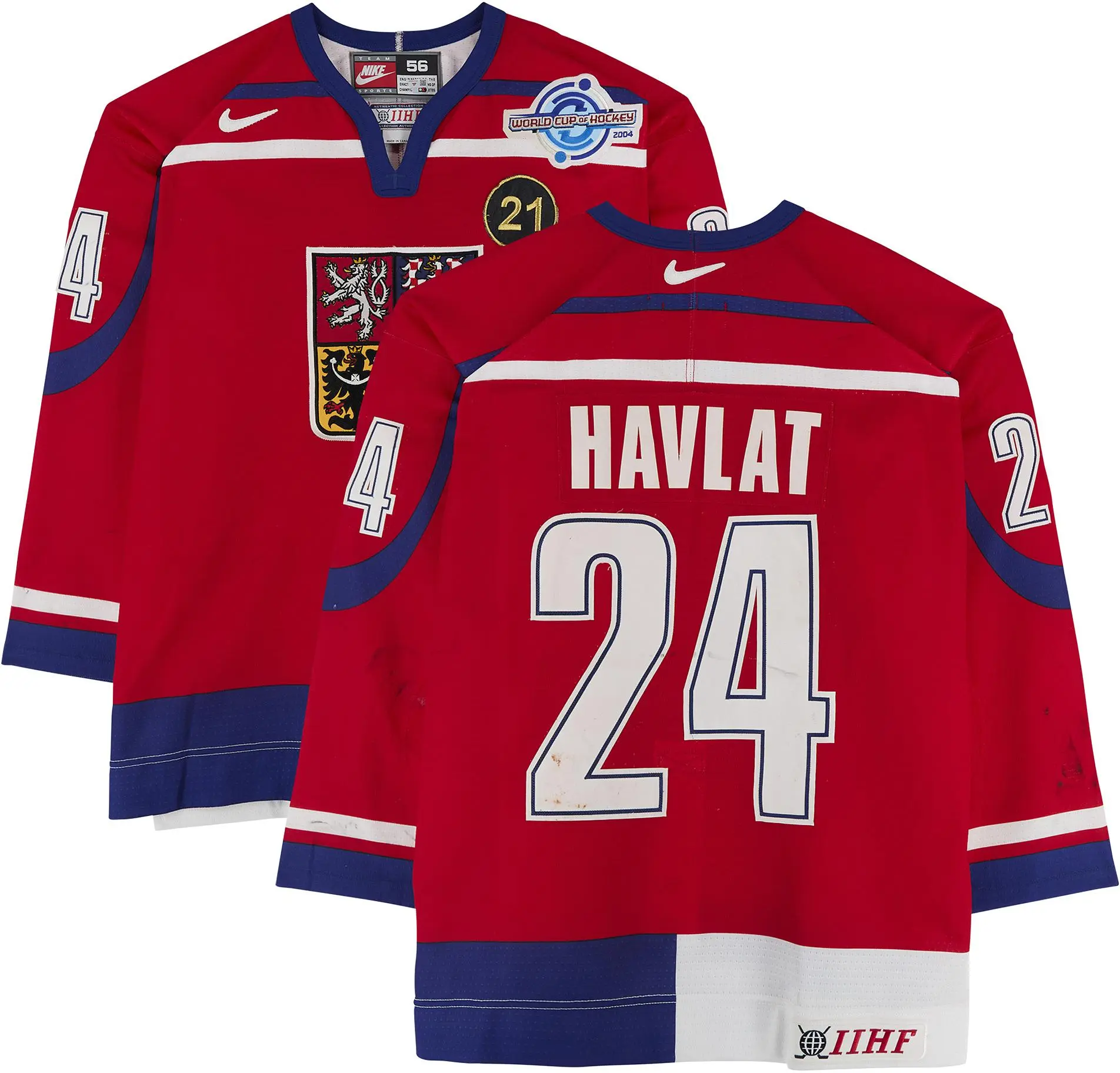 Martin Havlat Team Czech Republic Game-Used #24 Red Jersey vs. Team Germany on September 3, 2004 - Fanatics Authentic Certified