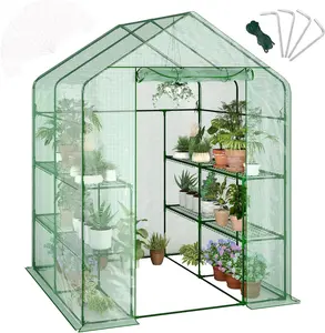 Greenhouses for Outdoors with 12 Wire Shelves, 4.7 x 4.7 x 6.4 ft Portable Greenhouse with Thicken PE Cover, Roll-up Zipper Door, Walk-in Green Houses for Seedling Flowers Growing