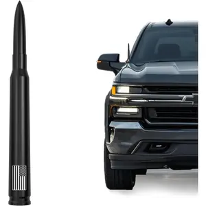 American Flag Car Bullet Antenna for GM Chevy Silverado GMC Sierra 1500 2500 3500 HD Avalanche Denali, Anti Theft Design & Carwash Safe, Pickup Trucks Accessories (Matte Black)