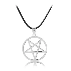 Fashion Black Butler Necklace Pentacle Pentagram Pendant Lucifer Satan Logo Sign Supernatural Jewelry For Men Women
