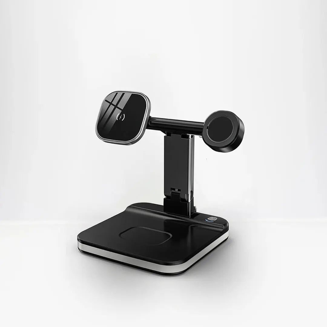 LumiCharge 4-in-1 Wireless Charging Station with Night LED Light - 18W Power Adapter - Qi Certified - Compatible with iPhone, Samsung, LG, Huawei, and More - Anti-Slip Silicone Base - Touch Night Light Feature