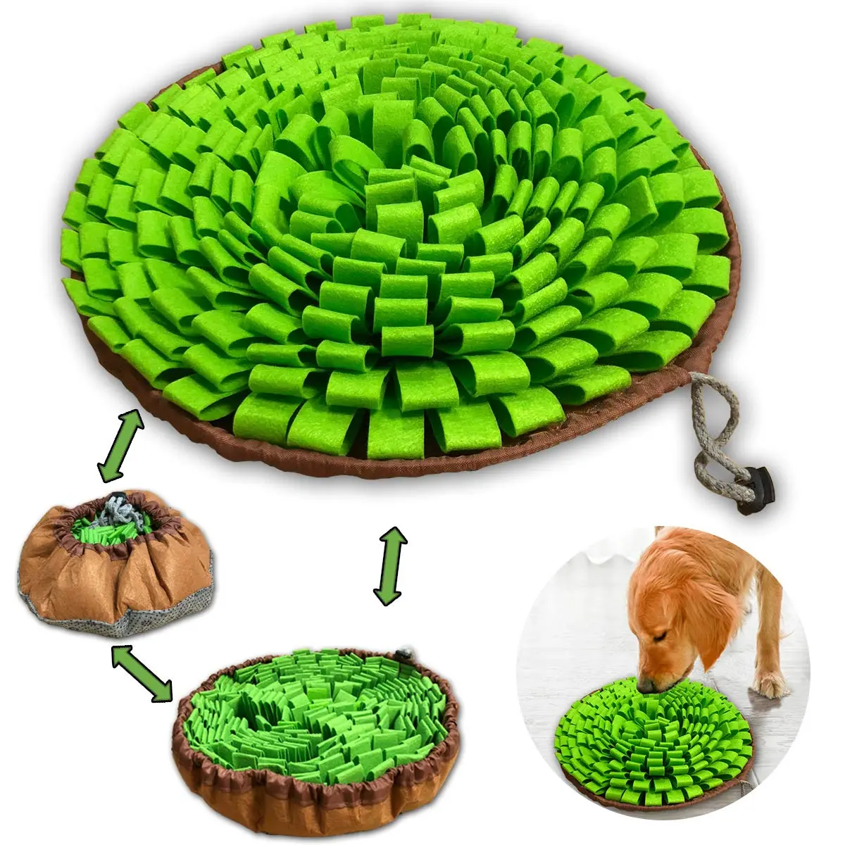 Natural Pet Snuffle Mat for Dogs - Mess-Free Feeding Mat, Interactive Treat Puzzle, Portable Foraging Toy for Cats, Mess-Free Feeding Mats