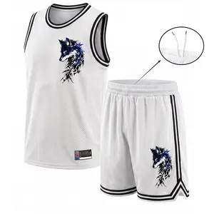 Men's Wolf-Patterned Athletic Set: 2-Piece Mesh Basketball Jersey & Shorts Combo — Lightweight, Breathable Sportswear