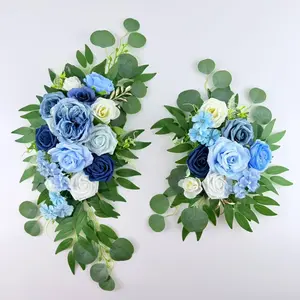 Blue Rose Eucalyptus Artificial Flower Set, Party Background Decoration, Elegant Floral Arrangement, Perfect for Events, Decorative Flowers