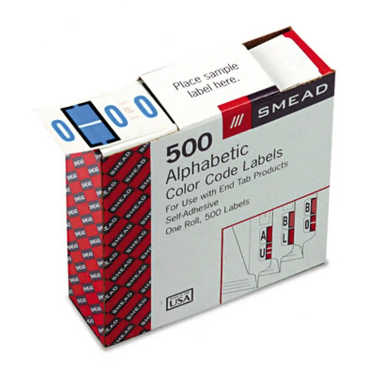 Smead 67085 A-Z Color-Coded Bar-Style End Tab Labels letter O Blue 500/Roll