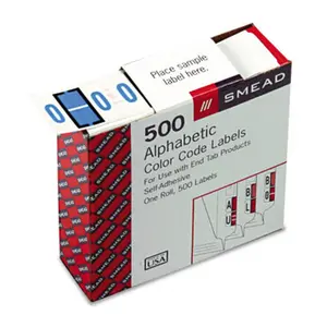 Smead 67085 A-Z Color-Coded Bar-Style End Tab Labels letter O Blue 500/Roll