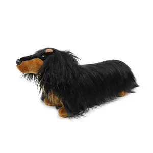 2026 New Cute Dachshund Plush Toys Stuffed Soft Leather Collar Pet Puppy Doll Fluffy Long Hair Dachshund Toys Children Companion