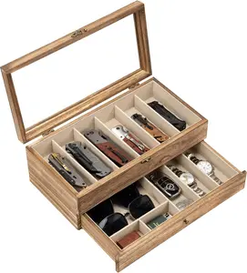Premium Knife Display Case, 2 Tier Pocket Knife Case, Holds 9-15 Knives, Wooden Men's Pocket Knife Storage Display Case, Gift for Boyfriend, Father's Day Birthday Gift