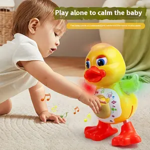 Interactive Dancing Duck Toy with Music, Dynamic Lights, and Eye-Blinking Effects, Educational Cartoon Animal