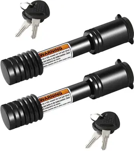 Trailer Hitch Lock - 5/8" Dia Locking Hitch Pin, Anti-Theft Trailer Receiver Lock, Fits 2" Receiver Tubes, Class III & IV Hitch Receivers, Black (2 Pack)