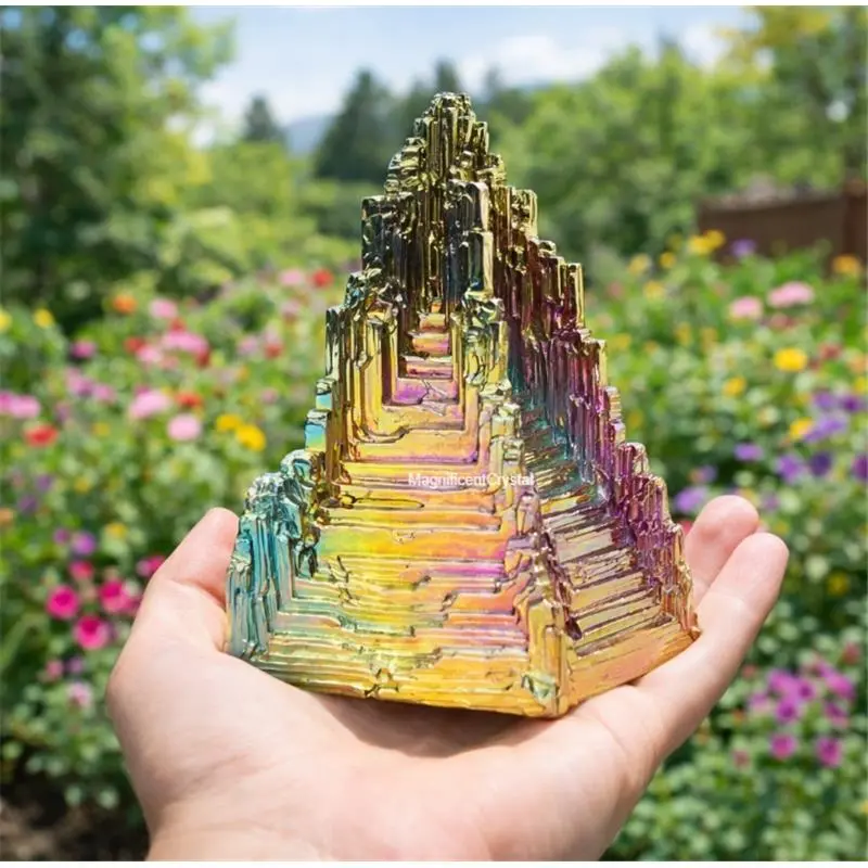 100g Rare Aura Rainbow Titanium Bismuth Quartz Natural Mineral Specimen Crystal
