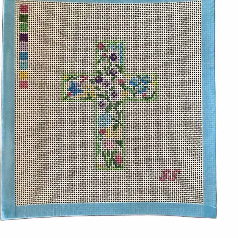 Flower Cross Needlepoint Canvas