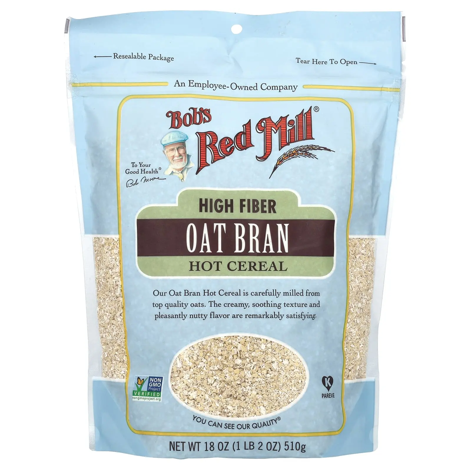 Bob's Red Mill High Fiber Oat Bran Hot Cereal, 18 oz (510 g)