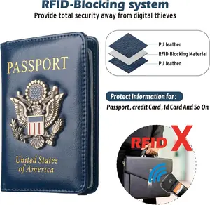 Passport Holder for Men Women RFID Blocking US Passport Cover Case, Waterproof Leather Passport Book Protector with Vaccine Card Slot Travel Document Organizer