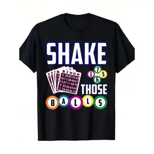 Selected 220g All-Cotton Printed Funny Bingo T-Shirt, 100% Cotton