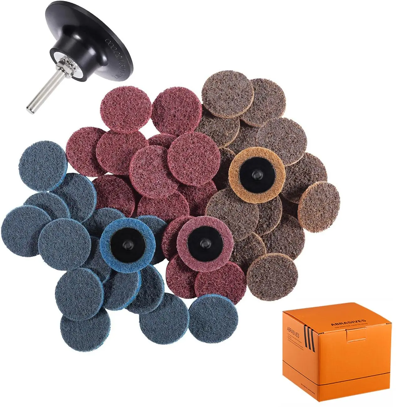 2 Inch Quick Change Sanding Discs with 1/4 Inch Shank Holder, Extensive Set Sanding Discs Kit, Abrasives, Sandpaper, Grits, Power Tool Accessories for Surface Prep, Processing, Polishing, Deburring