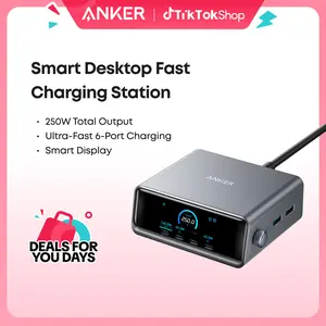 【GaN Charger】Anker Prime Charger, 250W 6-in-1 Smart LCD Ultra-Fast Charging for MacBook iPhone iPad & More,summerwins,FathersDayGift