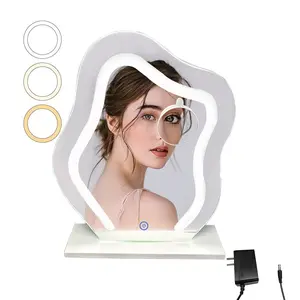 Vanity Mirror with Lights 17.7" X 23" Irregular Cloud Lighted Makeup Mirror for Tabletop Wall-Mounted Beauty Salon Decor Glossy
