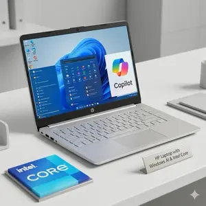 Brand New HP 14" Touchscreen - Intel N150-4GB RAM-128GB Storage-Windows 11 S, Silver, COPILOT KEY