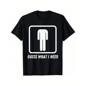 [100% Cotton] Men's Retro "Guess What I Need" Graphic Crew Neck T-Shirt, Short Sleeve Cotton Tee - Golf Gift for Men and Women