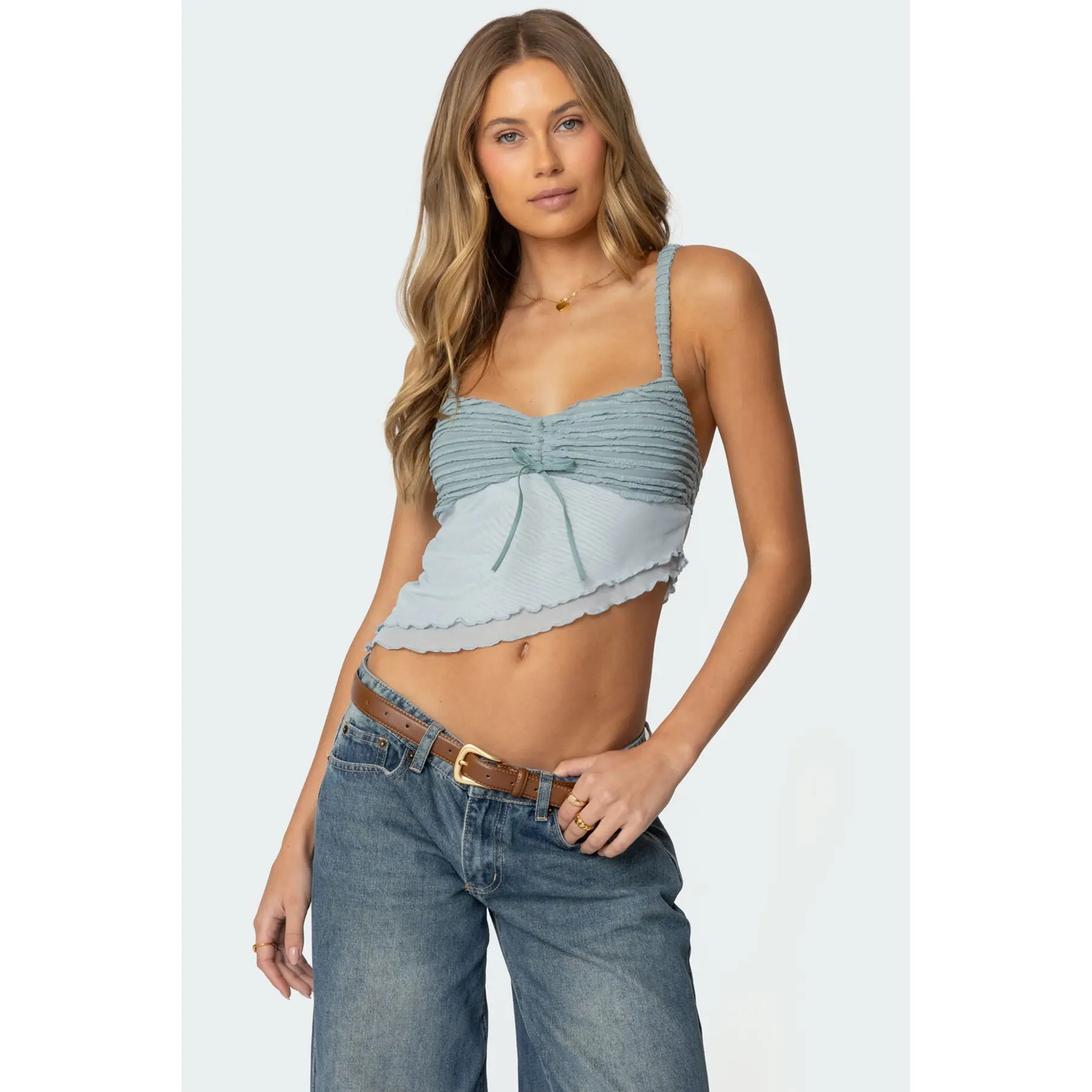Ruffled Asymmetric Tank Top