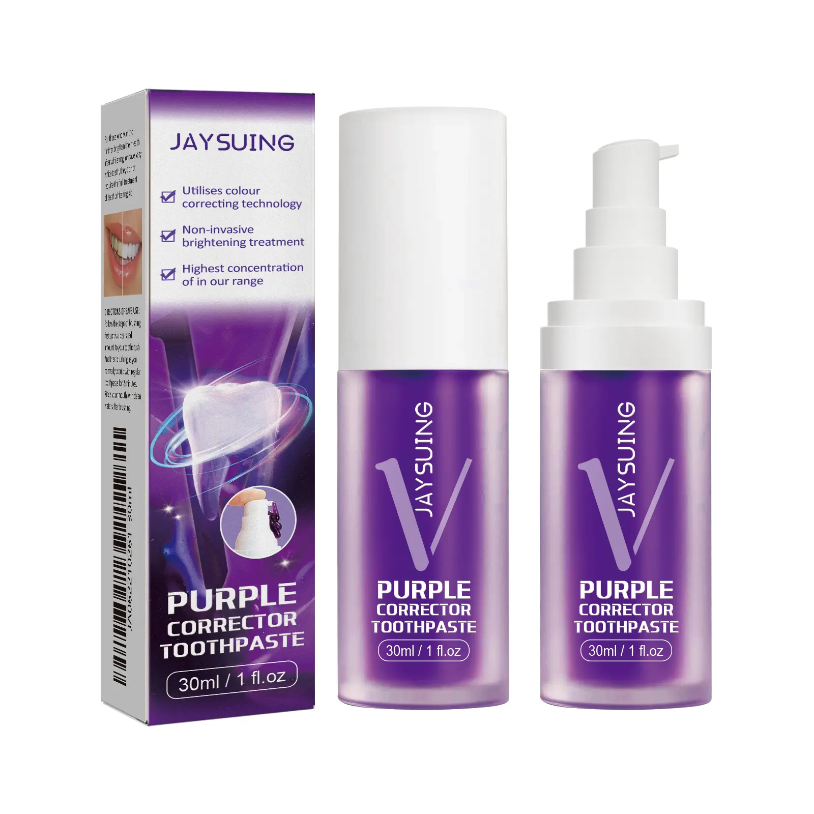 Jaysuing Purple Brightening Toothpaste, Daily Oral Care Toothpaste for Cleansing Surface Stains & Refreshing Breath, Enhance Teeth Appearance