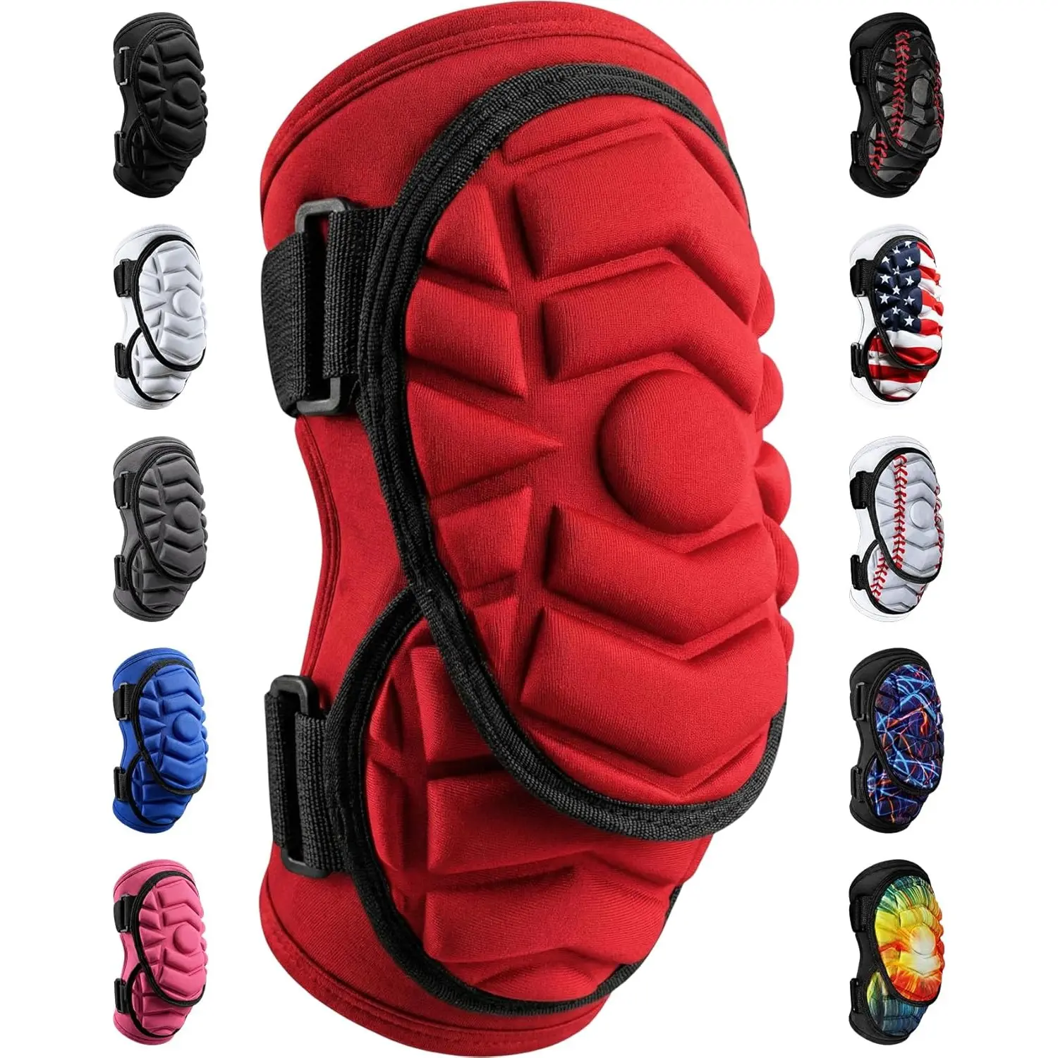 Exxact Sports Defender Plus Elbow Guard - Adjustable Arm Brace, Pre-Curved Polyester & EVA Foam Pad, Customizable, Advanced Impact Shield, Freedom of Movement, Unisex for Baseball/Softball Batters (Youth/Adult, Red), Elbow Pad, Eva Flex Pads