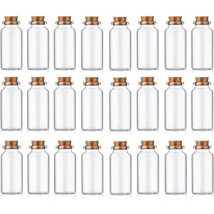 24Pcs/Set 10ml Mini Glass Bottles with Cork Stoppers DIY Decoration Vials Spell Jars Party Favors Message in a Bottle