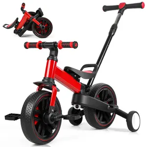 【Children's Day Gifts】Multi-Functional 6-in-1 Toddler Bike for 18-60M Baby Balance Bike with Training Wheels, Pedals & Push Handle | Ride-On Toy | First Birthday Gift for Baby Boys & Girls Trike Bike Adjustable, Folding Balance Bike, Metal Frame