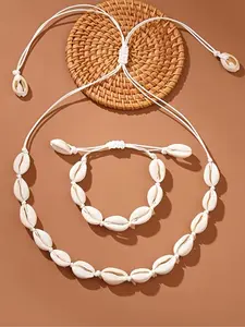 Boho Style Shell Decor Necklace & Bracelet, Fashion Jewelry for Party, Daily Clothing Decor, Trendy All-match & Exquisite Jewelry for Birthday Gift, Fashionable Jewelry Set