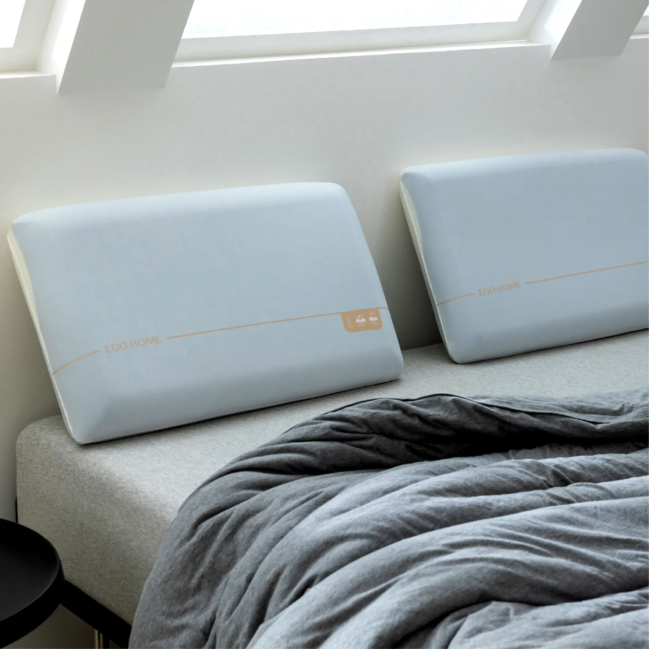 EGO Memory Foam Ergonomic Pillow, Side Sleeper Pillow with Double-Sided Cool Tech Cover, Soft for Back Sleeper, Queen size Relaxing Freshface