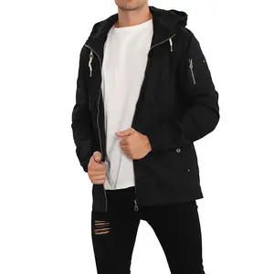 Men's Lightweight Windbreaker Jackets Outdoor Drawstring Hooded Pocket Raincoat Jacket