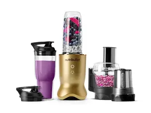 Nutribullet Ultra Plus Kitchen System, 32 oz. and 24 oz. Blending Cups, 2-Cup Food Processor, Single Speed, Brass Blender