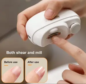 Electric Nail Cutter Rechargeable Nail Trimmer Scissors With USB Led Light Manicure Nail Care