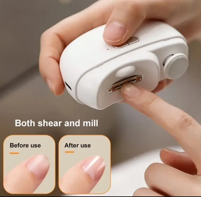 Electric Nail Cutter Rechargeable Nail Trimmer Scissors With USB Led Light Manicure Nail Care