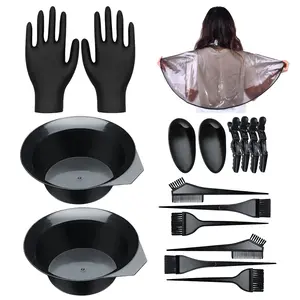 17pcs Professional Hair Dyeing Kit, Coloring Tools, Barbershop-specific Tool, Salon-quality Hair Dyeing Bowl, Hair Dye Comb & Black Brushes Set