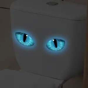 Blue Night Glow Cat Eye Self-Adhesive Wall Sticker, Realistic 3D Visual Home Decor, Household Appliance Decoration, Easy Peel and Stick