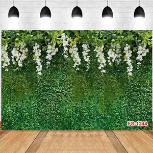 Photography Background Decoration Photo Backdrops Fresh White Floral Flower Vine Green Plant Wall Romantic Style Proposal Wedding Birthday Party Photo Studio Backdrop