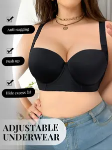 Plus Size Bras for Women Basic Style Bra Supportive Underwire Bra Full Coverage Bra Push Up Lingerie Anti Sagging Bra Comfort Smooth Bra Elegant Simple Bra Everyday Bra Halloween Bras Sports Bras for women Adjustable Strap Underwire